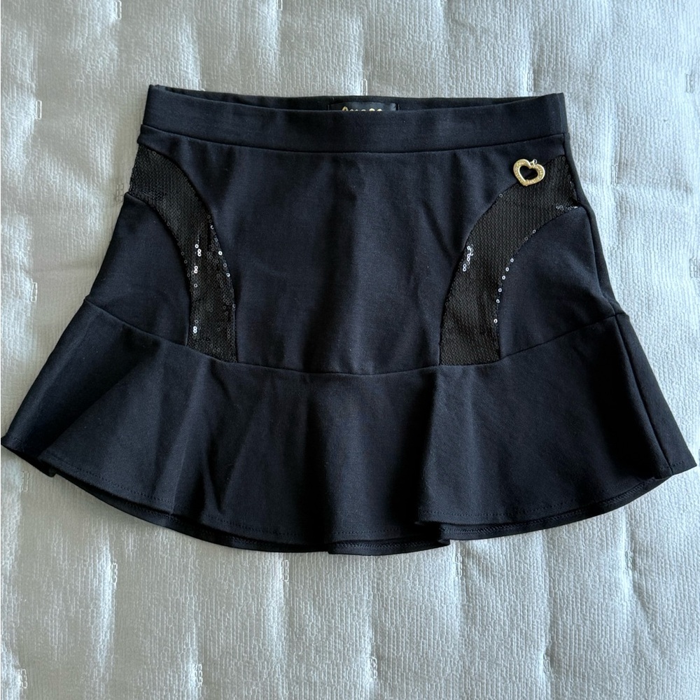 Chic Black Skirt with Mesh and Heart Detail